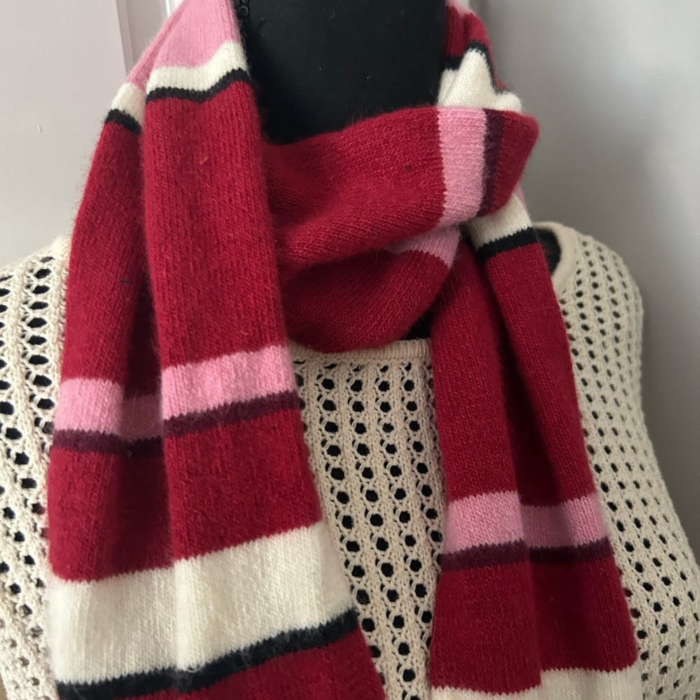 Pink red warm narrow scarf - Picture 1 of 4